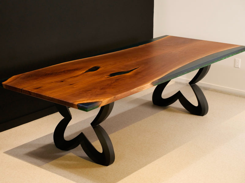 Green & Blue Book-Matched Dinner Table